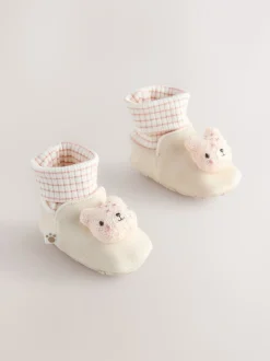Neutraal met beren - Baby Sokken Top Boots (0-18mnd)