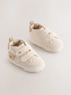 Neutraal met beren - Babysneakers met klittenbandsluiting (0-2mnd)