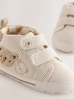 Neutraal met beren - Babysneakers met klittenbandsluiting (0-2mnd)