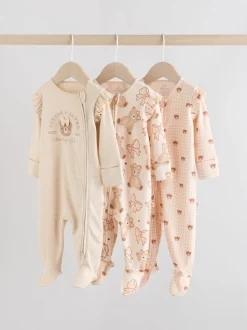 Neutraal met beren - Verpakking van 3 babypyjama's met tweewegrits (0-2jr)