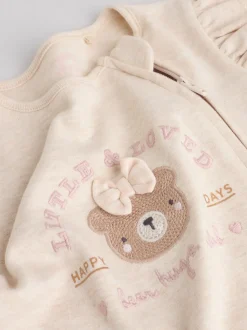Neutraal met beren - Verpakking van 3 babypyjama's met tweewegrits (0-2jr)