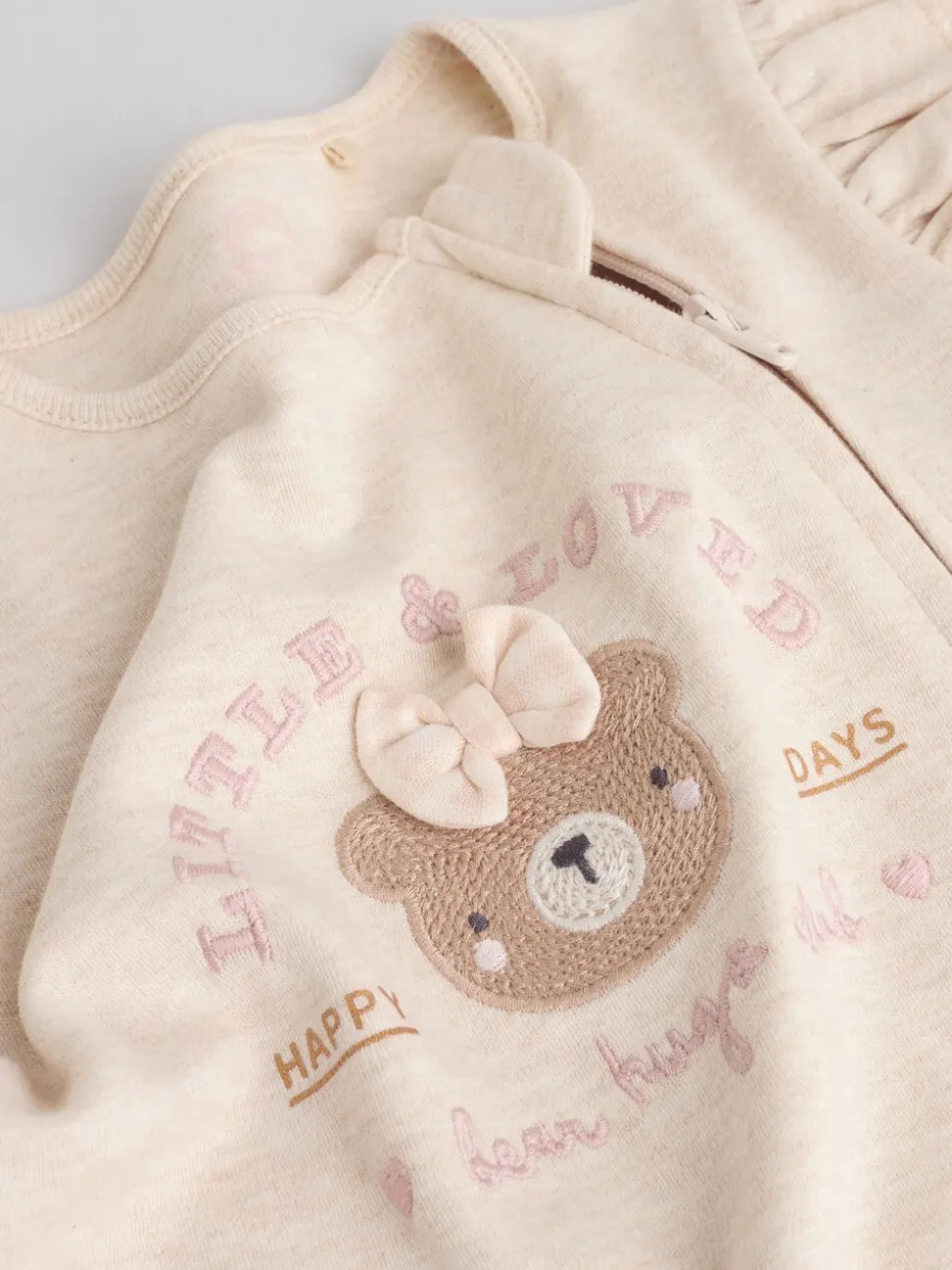 Neutraal met beren - Verpakking van 3 babypyjama's met tweewegrits (0-2jr)