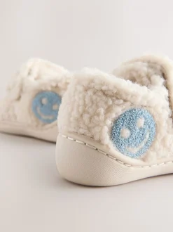 Neutraal met blije gezicht-print - Warm gevoerde pantoffels met kuipzool