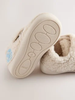 Neutraal met blije gezicht-print - Warm gevoerde pantoffels met kuipzool