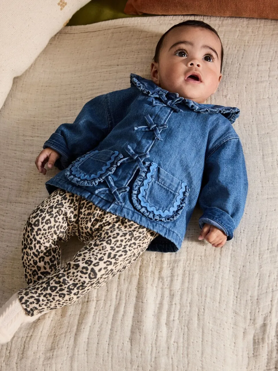 Neutraal met dieren - Baby Spijkerjack, Top en Leggings Set 3 Pieces (0mnd-2jr)