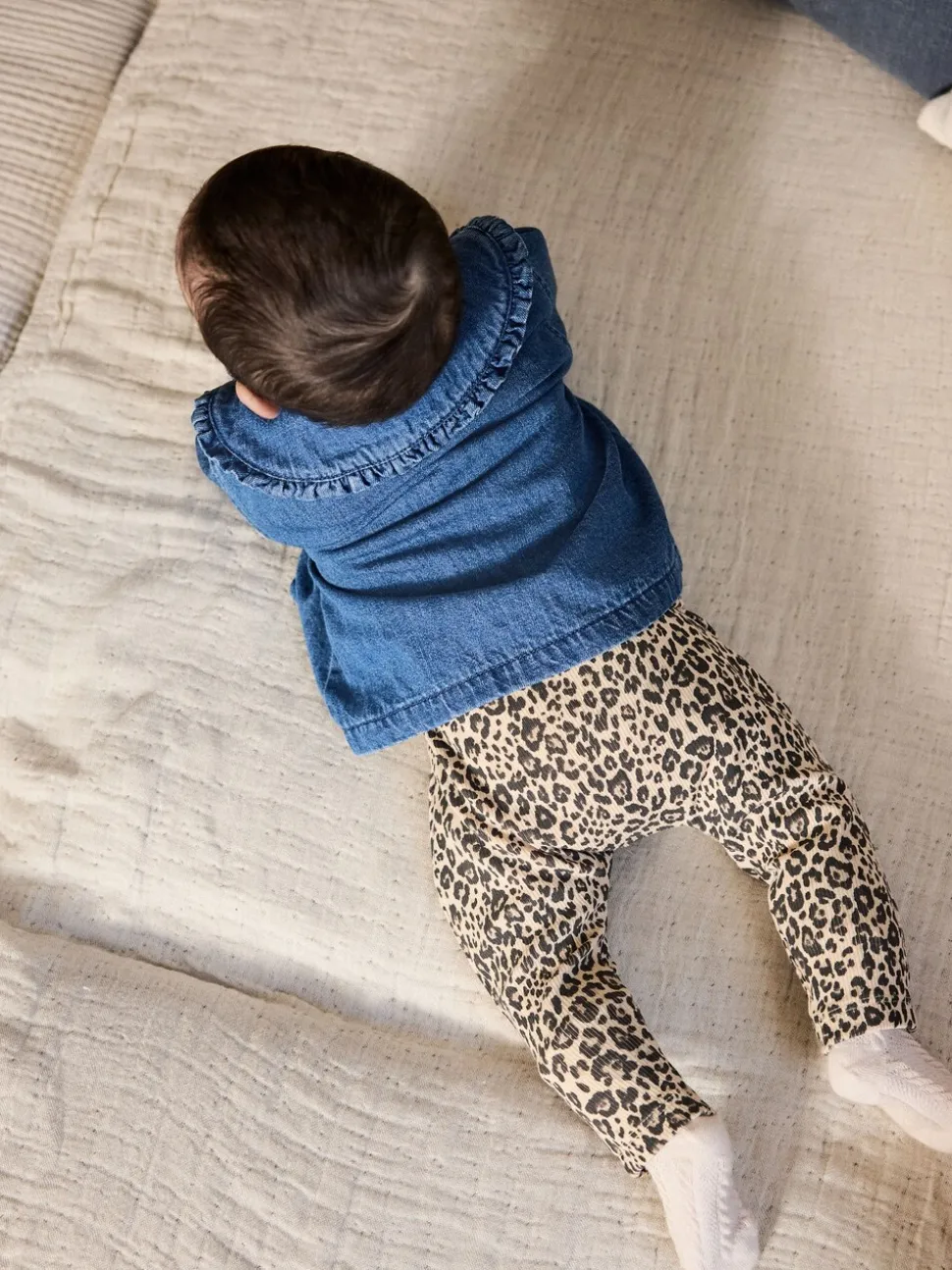 Neutraal met dieren - Baby Spijkerjack, Top en Leggings Set 3 Pieces (0mnd-2jr)