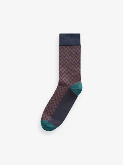 Neutraal/marineblauw - 5 Paar modieuze sokken met patroon