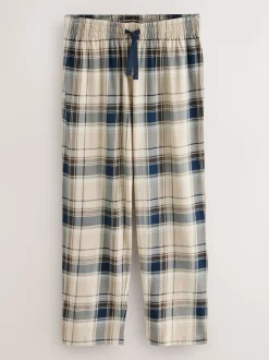 Neutraal/marineblauw - Geruite pyjamaset met korte jersey mouwen 2 stuks