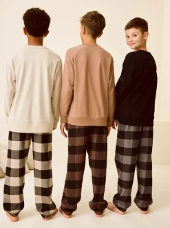 Neutraal/zwart - Verpakking van 3 geweven geruite pyjama's (3-16 jr)