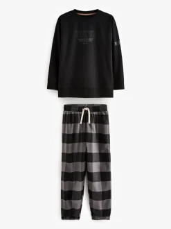 Neutraal/zwart - Verpakking van 3 geweven geruite pyjama's (3-16 jr)