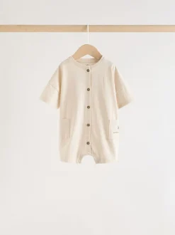 Neutral Sunbaked Printed Button Through - Verpakking van 3 jersey babyrompertjes