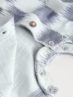 Neutral Sunbaked Printed Button Through - Verpakking van 3 jersey babyrompertjes