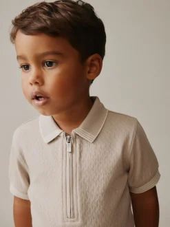 Neutral Zip Neck - Set van poloshirt met korte mouwen en short (3mnd-7jr)