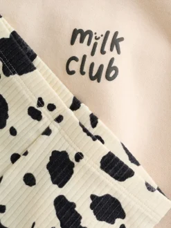 Neutral/Cow Milk Club Printed - Sweat and Leggings Baby Set (0mths-2yrs)