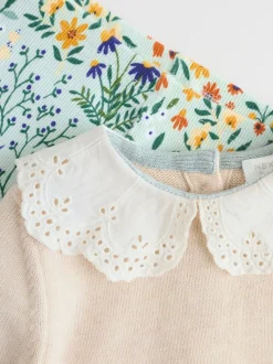 Neutrale Eend/Saliegroen met fijne print - 2 -delige babyset met gebreide trui en legging (0mnd-3jr)