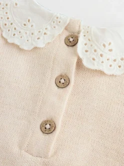 Neutrale Eend/Saliegroen met fijne print - 2 -delige babyset met gebreide trui en legging (0mnd-3jr)
