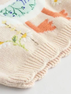 Neutrale Eend/Saliegroen met fijne print - 2 -delige babyset met gebreide trui en legging (0mnd-3jr)
