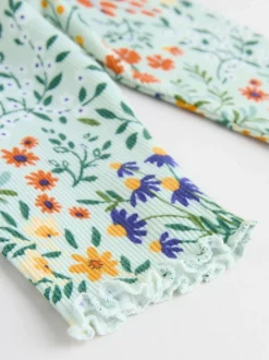 Neutrale Eend/Saliegroen met fijne print - 2 -delige babyset met gebreide trui en legging (0mnd-3jr)