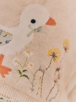 Neutrale Eend/Saliegroen met fijne print - 2 -delige babyset met gebreide trui en legging (0mnd-3jr)