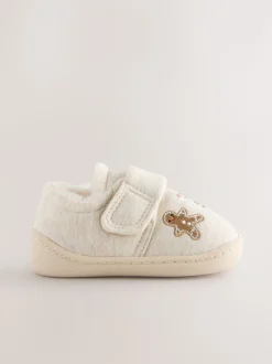 Neutrale kerst - Warm gevoerde pantoffels met kuipzool