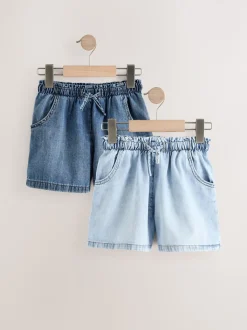 Normaal blauw - 100% katoenen denim shorts verpakking van 2 (3 - 16 jr)