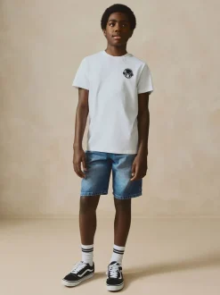 Normaal blauw - Bermuda denim shorts met elastische taille (3 - 16 jr)