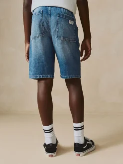 Normaal blauw - Bermuda denim shorts met elastische taille (3 - 16 jr)
