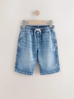 Normaal blauw - Bermuda denim shorts met elastische taille (3 - 16 jr)
