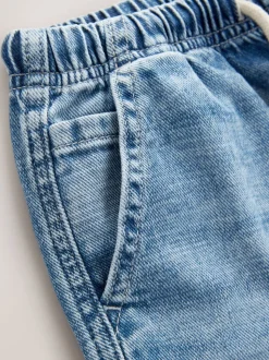 Normaal blauw - Bermuda denim shorts met elastische taille (3 - 16 jr)