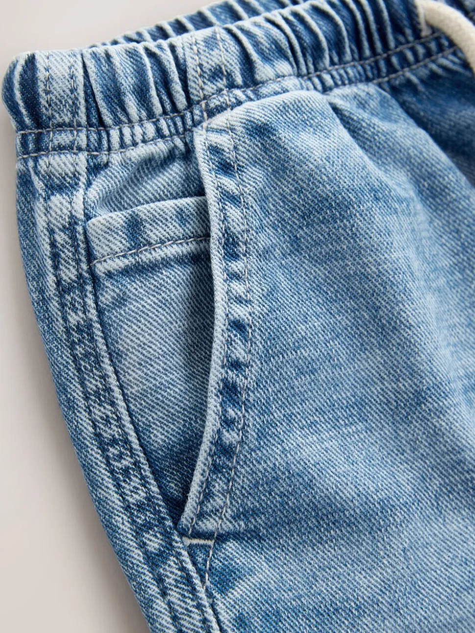 Normaal blauw - Bermuda denim shorts met elastische taille (3 - 16 jr)