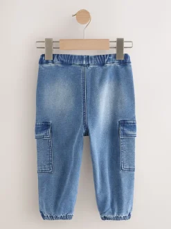 Normaal blauw - Comfortabele wijde cargojeans met stretch (3mnd-7jr)