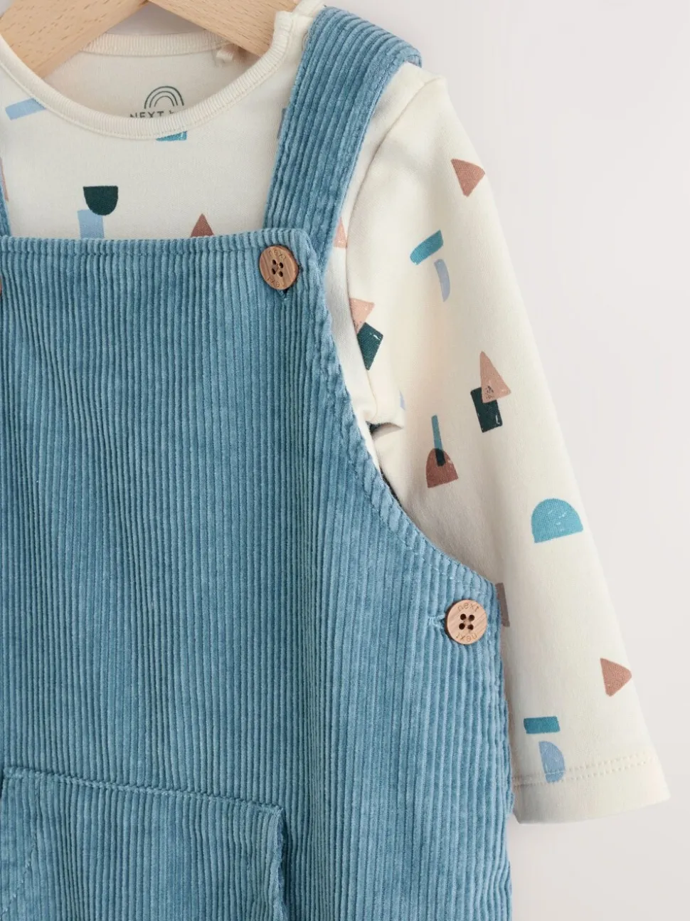 Normaal blauw - Corduroy bretelbroeken en Bodysuit set (0mnd-2jr)