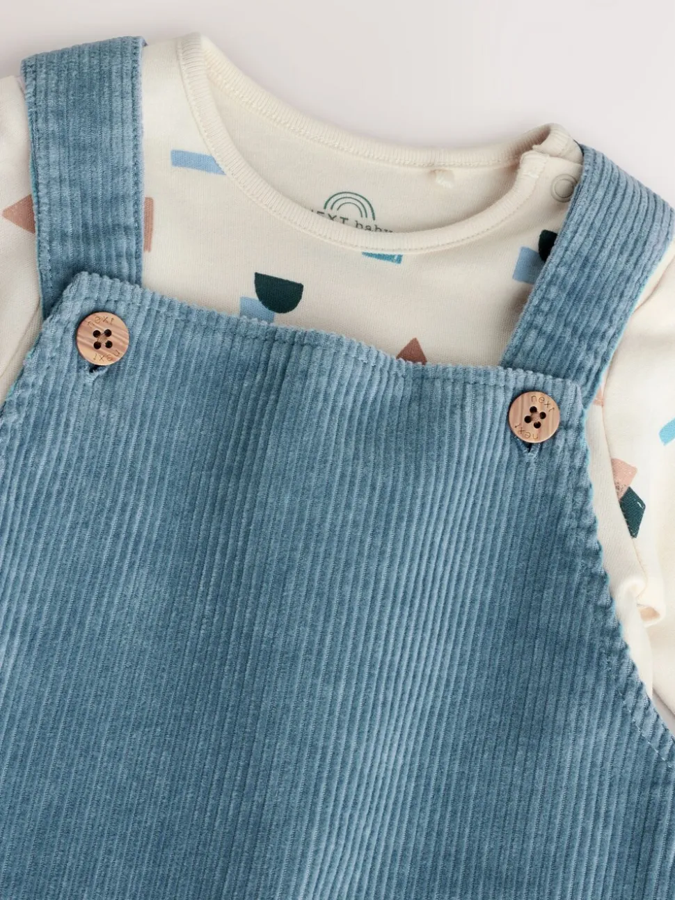 Normaal blauw - Corduroy bretelbroeken en Bodysuit set (0mnd-2jr)