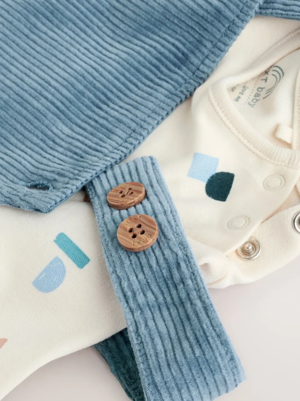 Normaal blauw - Corduroy bretelbroeken en Bodysuit set (0mnd-2jr)