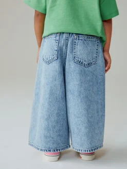 Normaal blauw - Crochet Embellished Wide leg Jeans (3mths-7yrs)