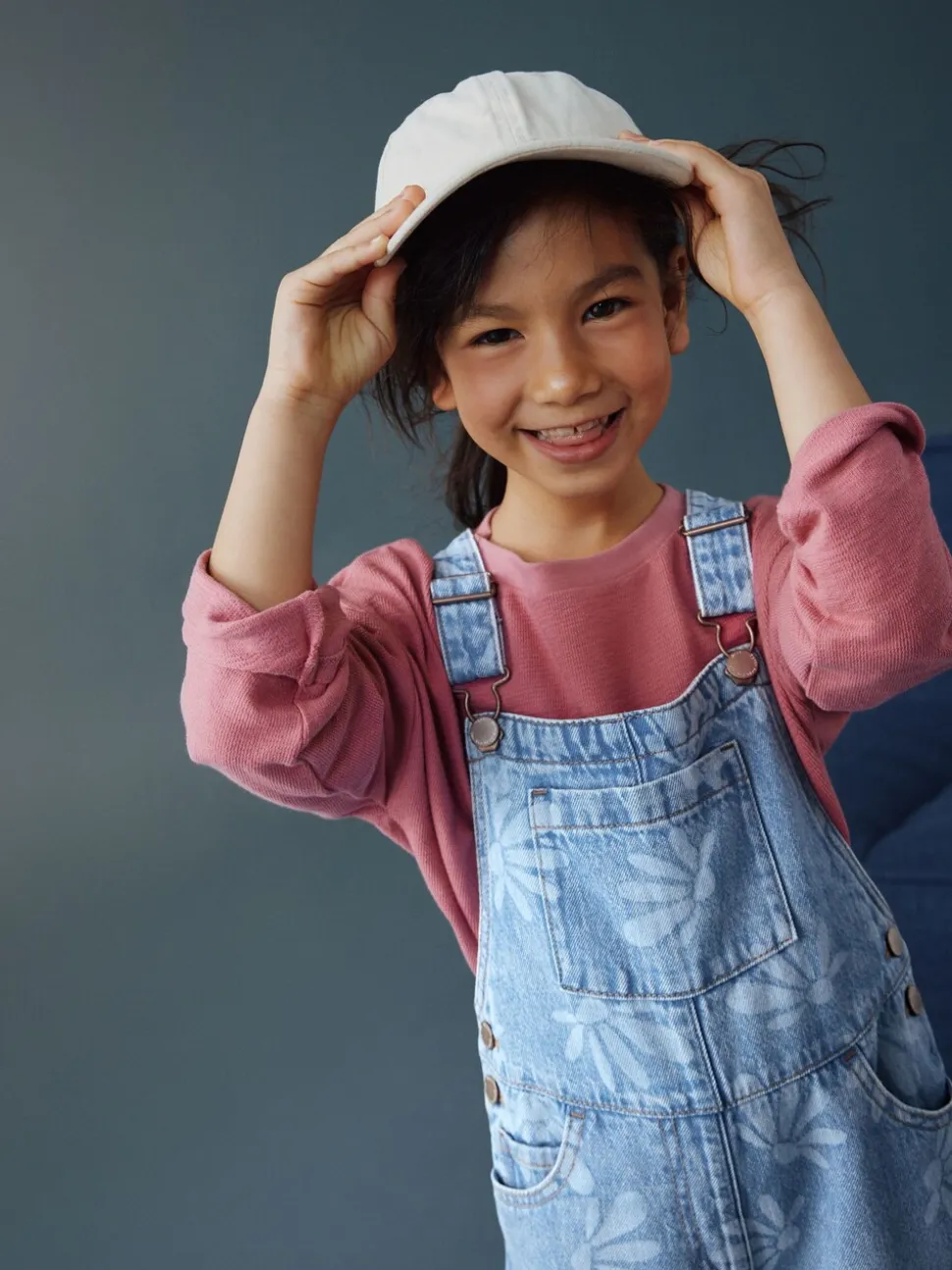 Normaal blauw - Daisy Printed Dungaree (3-16yrs)