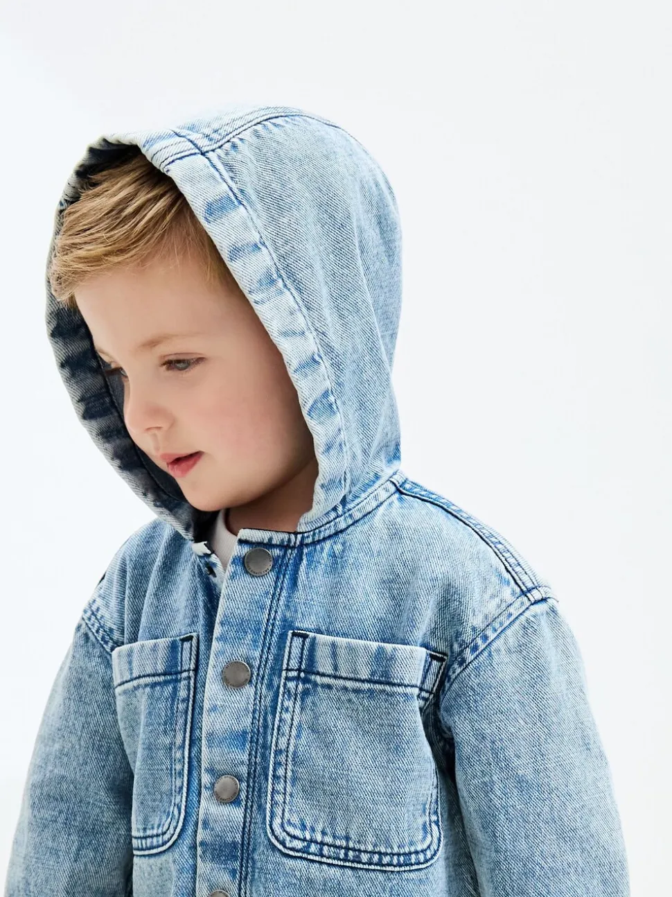 Normaal blauw - Denim overhemd met capuchon (3mnd -7jr)