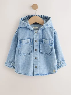 Normaal blauw - Denim overhemd met capuchon (3mnd -7jr)