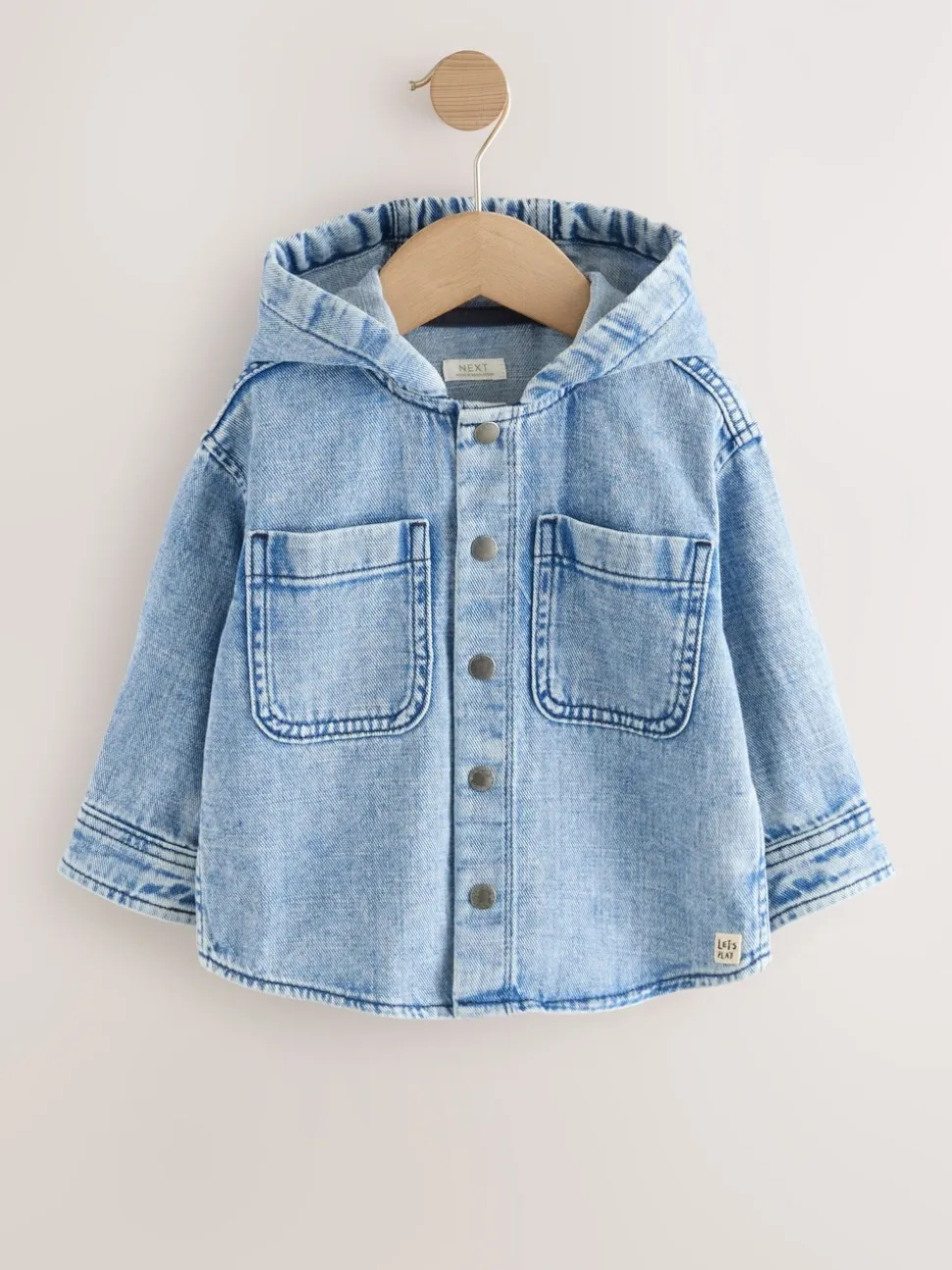 Normaal blauw - Denim overhemd met capuchon (3mnd -7jr)