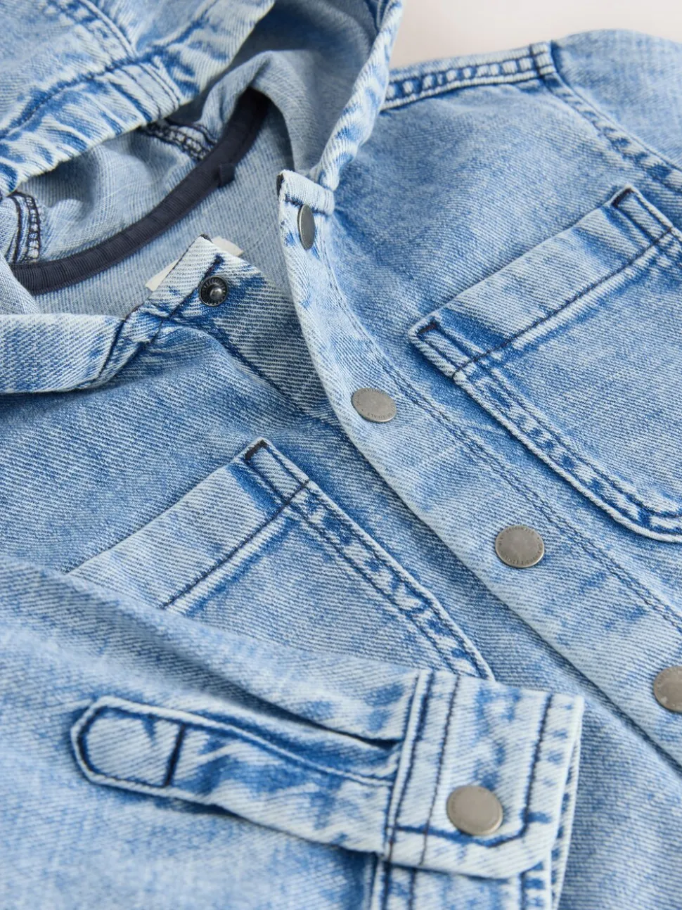 Normaal blauw - Denim overhemd met capuchon (3mnd -7jr)