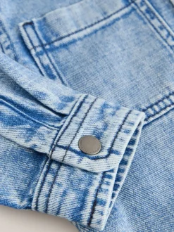 Normaal blauw - Denim overhemd met capuchon (3mnd -7jr)