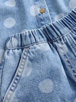Normaal blauw - Denim Polka Dot Waistcoat and Shorts Set (3mths-7yrs)