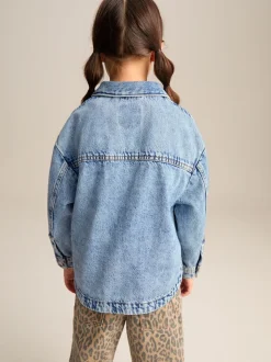 Normaal blauw - Denim shacket (3-16 jr)
