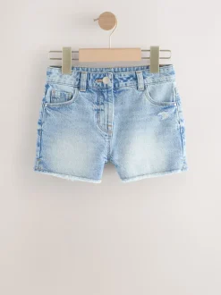 Normaal blauw - Denim shorts met rafels (3-16jr)