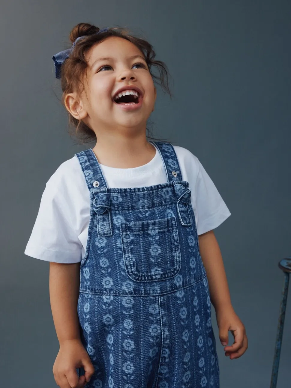 Normaal blauw - Floral Print Dungarees (3mths-7yrs)