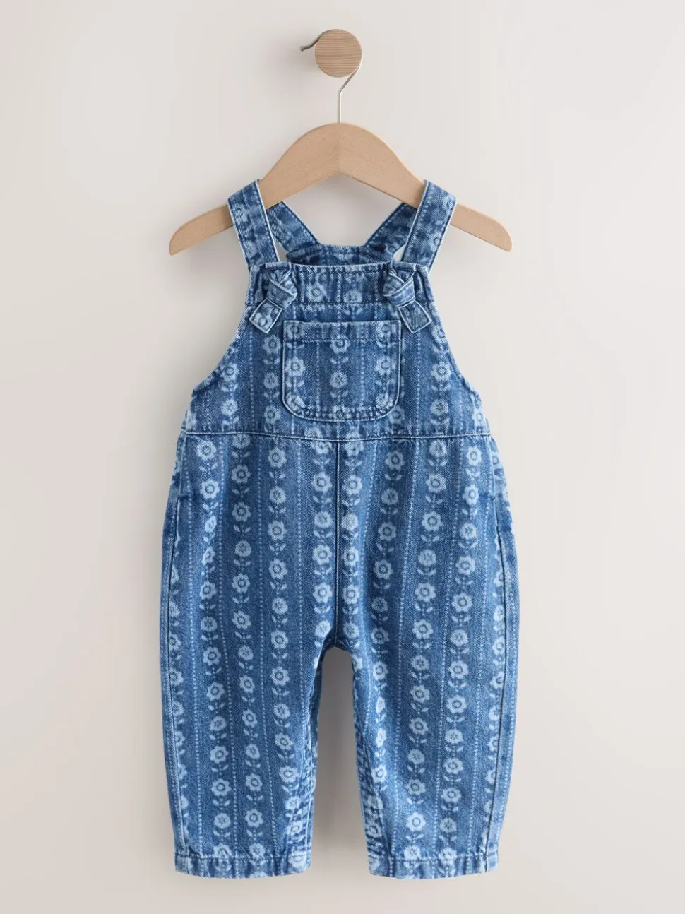 Normaal blauw - Floral Print Dungarees (3mths-7yrs)