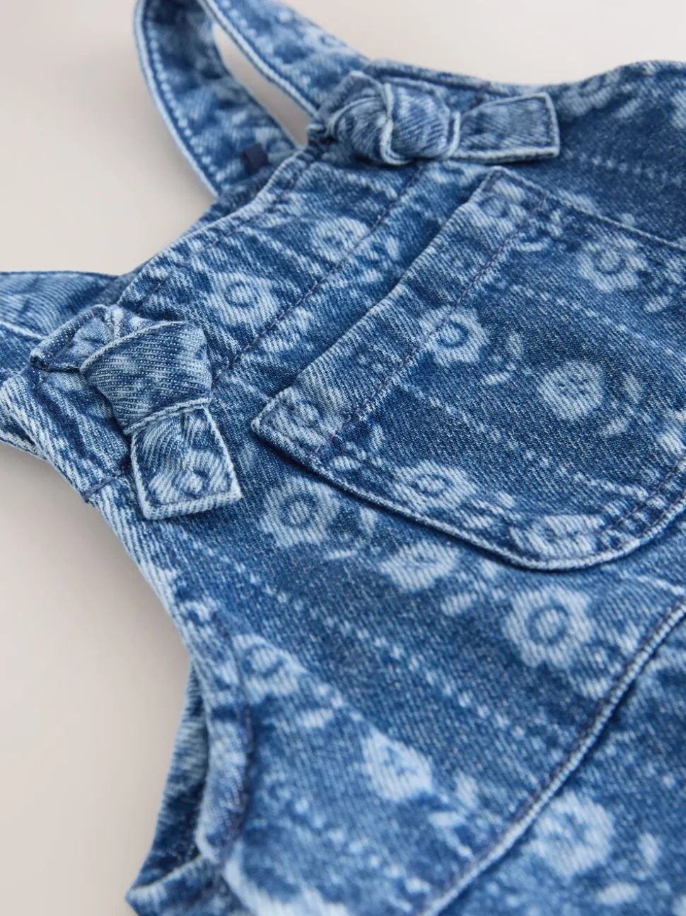 Normaal blauw - Floral Print Dungarees (3mths-7yrs)