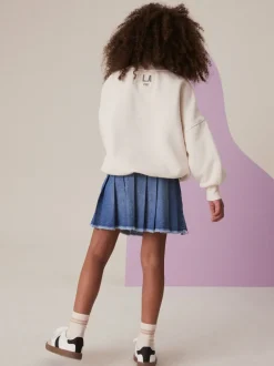 Normaal blauw - Geplooide denim rok (3-16jr)