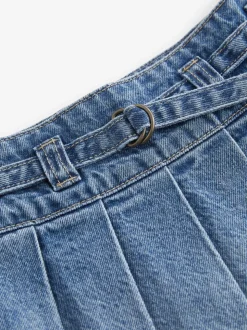 Normaal blauw - Geplooide denim rok (3-16jr)