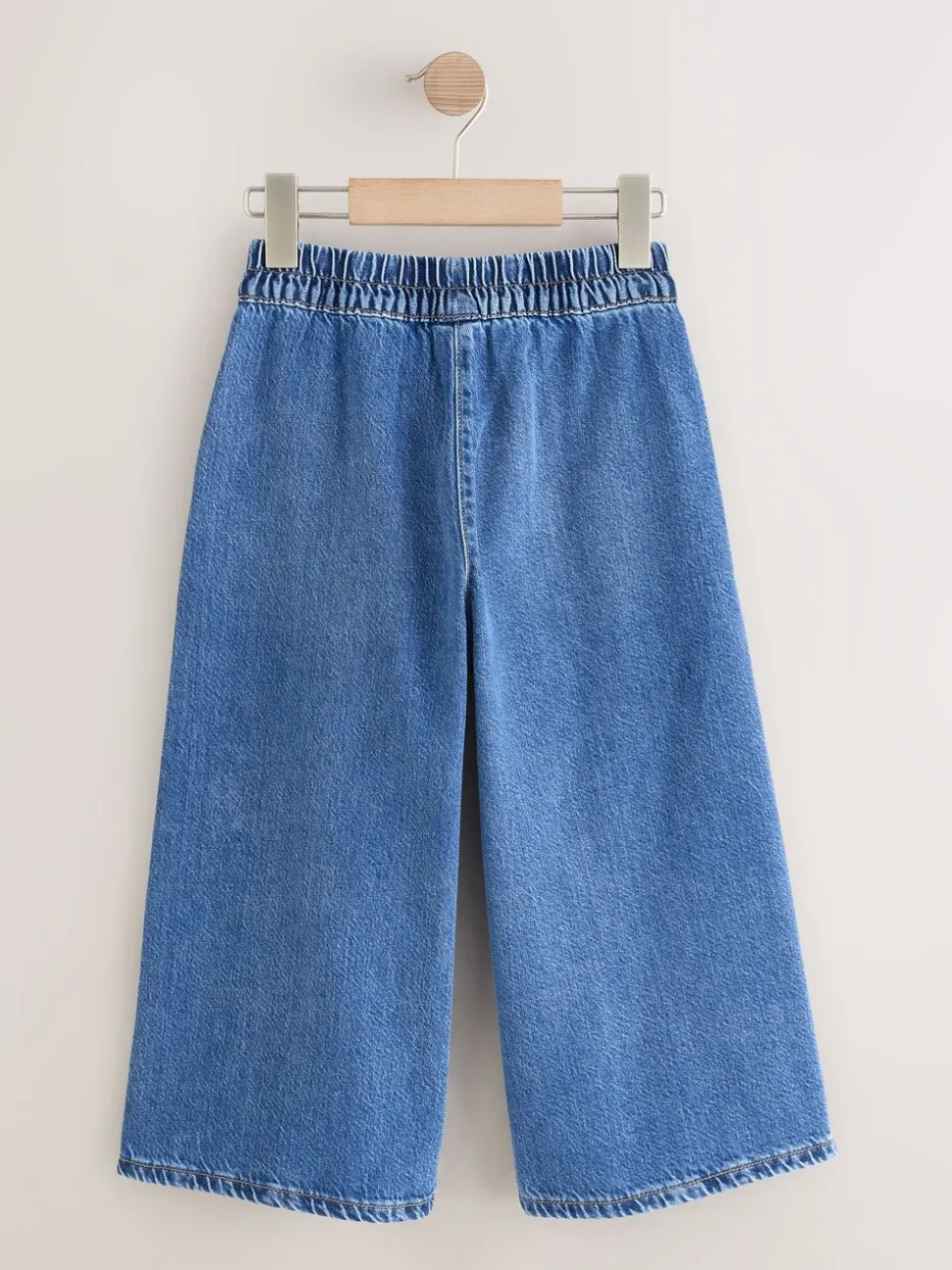 Normaal blauw - Jeans met elastische taille en wijde pijpen (6-16jr)